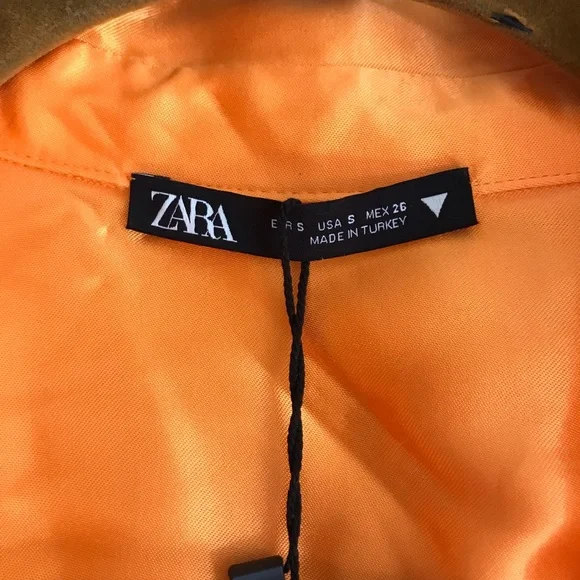 NWT Zara orange long sleeved button down crop top - Picture 3 of 5